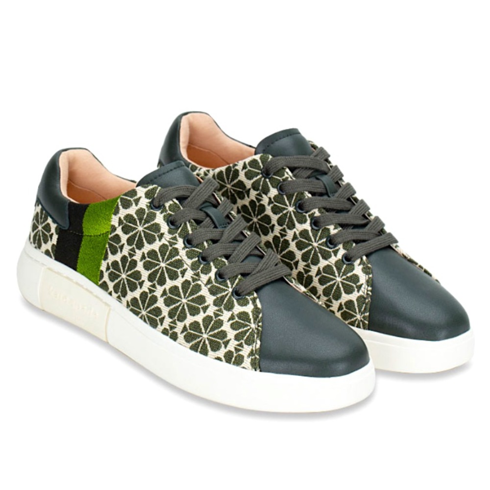 KATE SPADE ♠️ Green Keswick Sneakers Spade Flower Jacquard, used